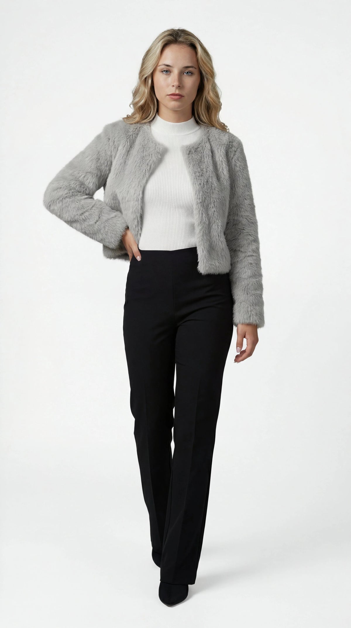 Emmy | Faux Fur Cropped Shrug Jacket for Women