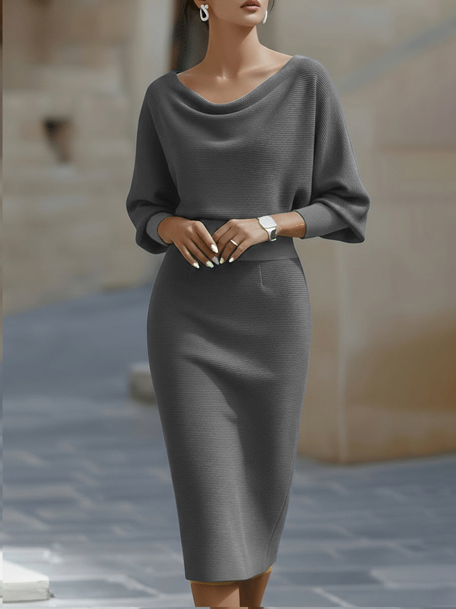 Lydia | Draped Batwing-Sleeve Dress for Women