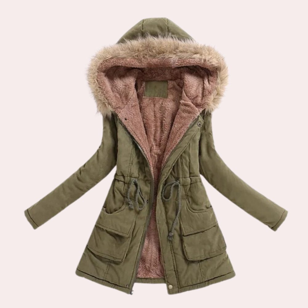 Hannah | Parka Jacket with Hood and Faux Fur Trim for Women