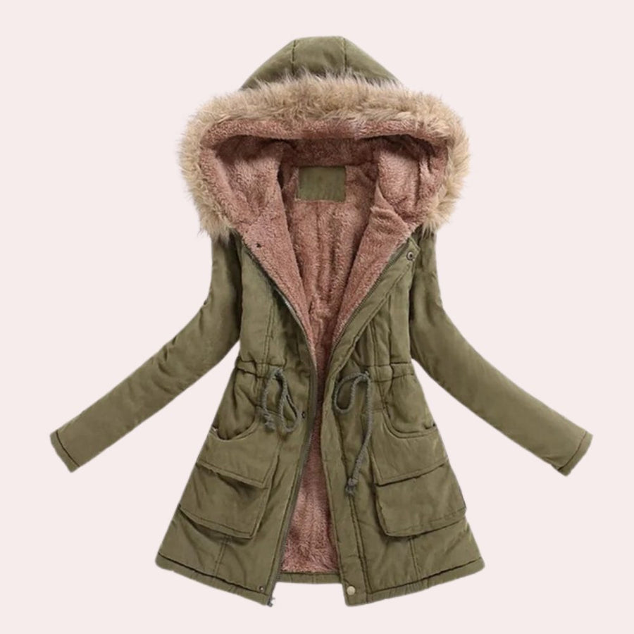 Hannah | Parka Jacket with Hood and Faux Fur Trim for Women