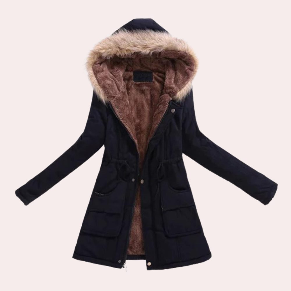Hannah | Parka Jacket with Hood and Faux Fur Trim for Women