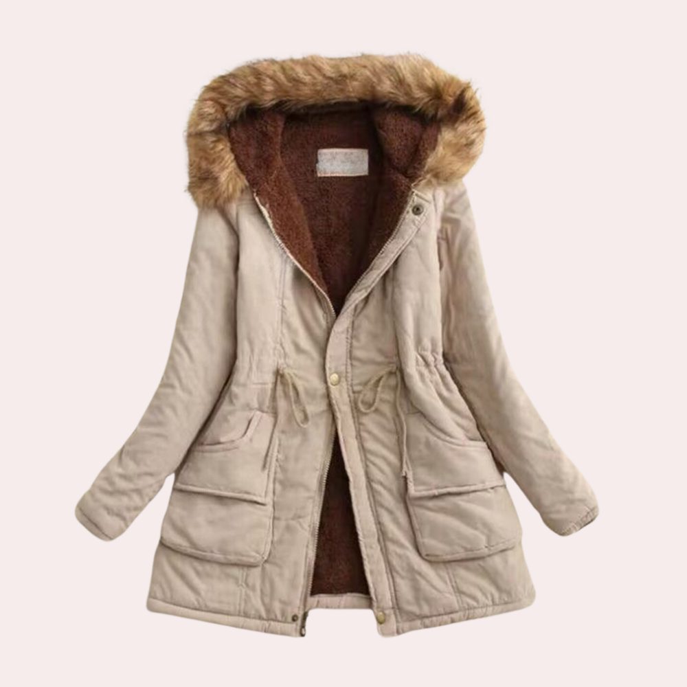 Hannah | Parka Jacket with Hood and Faux Fur Trim for Women