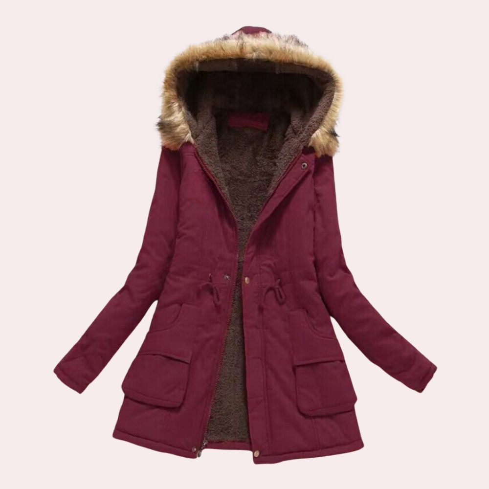 Hannah | Parka Jacket with Hood and Faux Fur Trim for Women