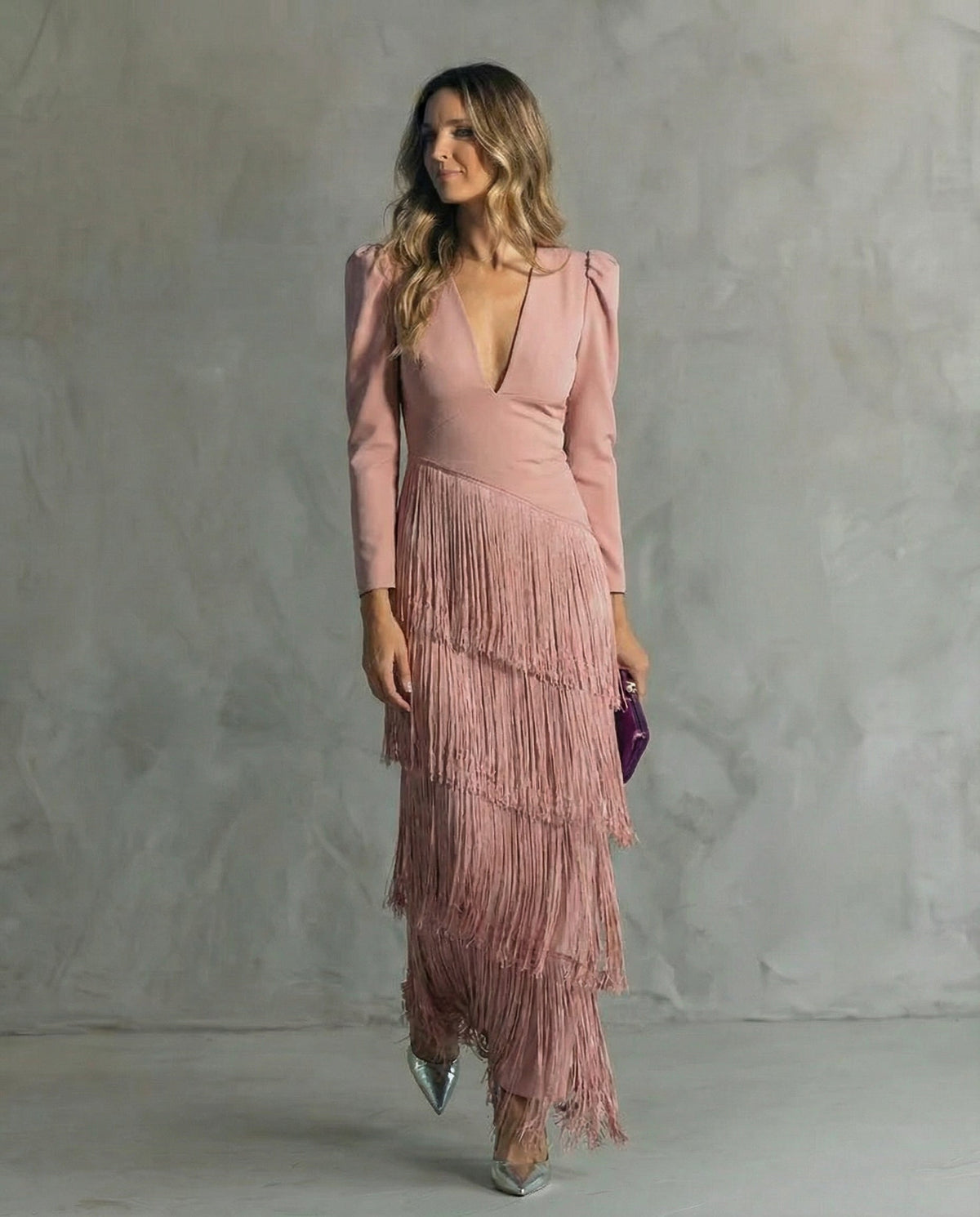 Louise | Elegant dress with fringe sleeves