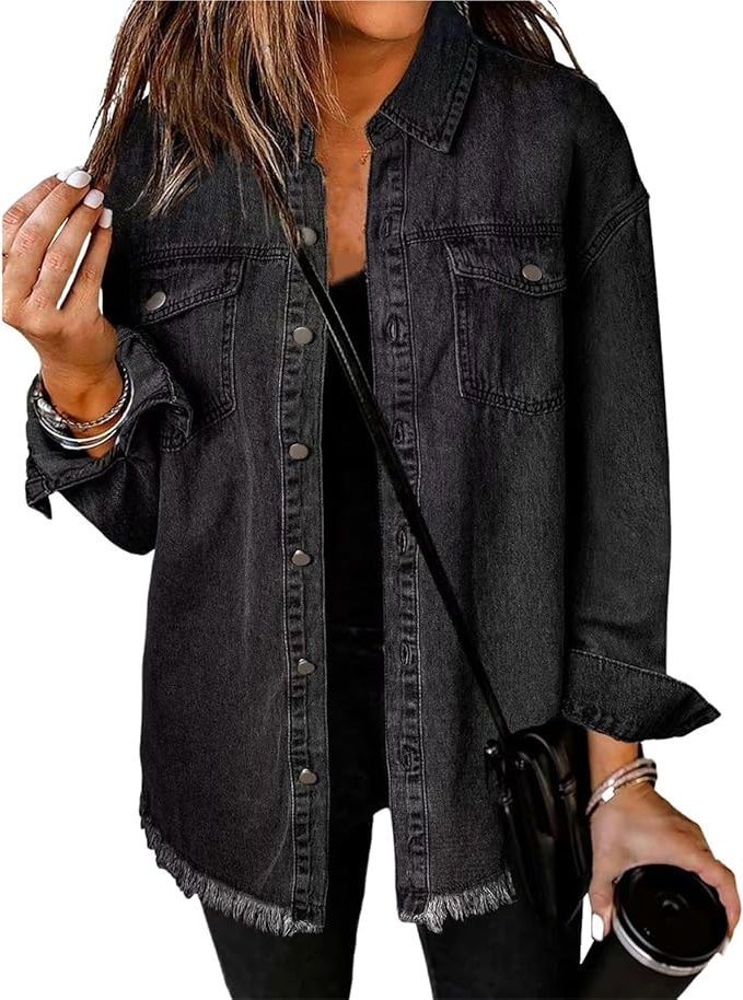 Natania | Oversized Denim Jacket with Button-Down for Women