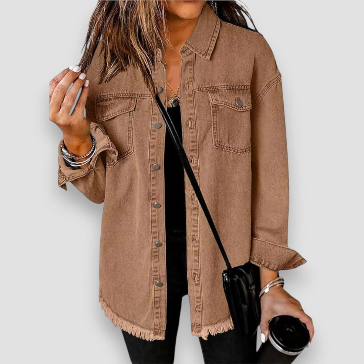 Natania | Oversized Denim Jacket with Button-Down for Women