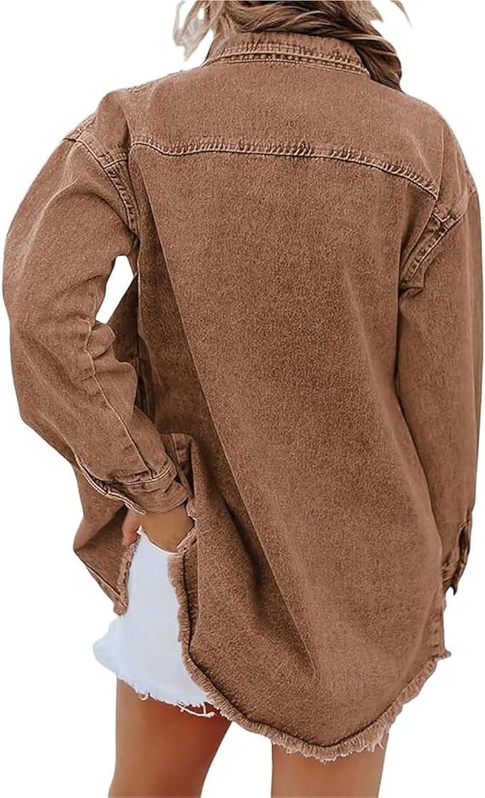 Natania | Oversized Denim Jacket with Button-Down for Women