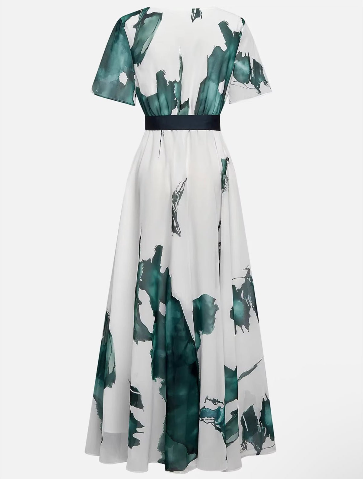 Nikka – Flowing Watercolor Maxi Dress with Tie Waist