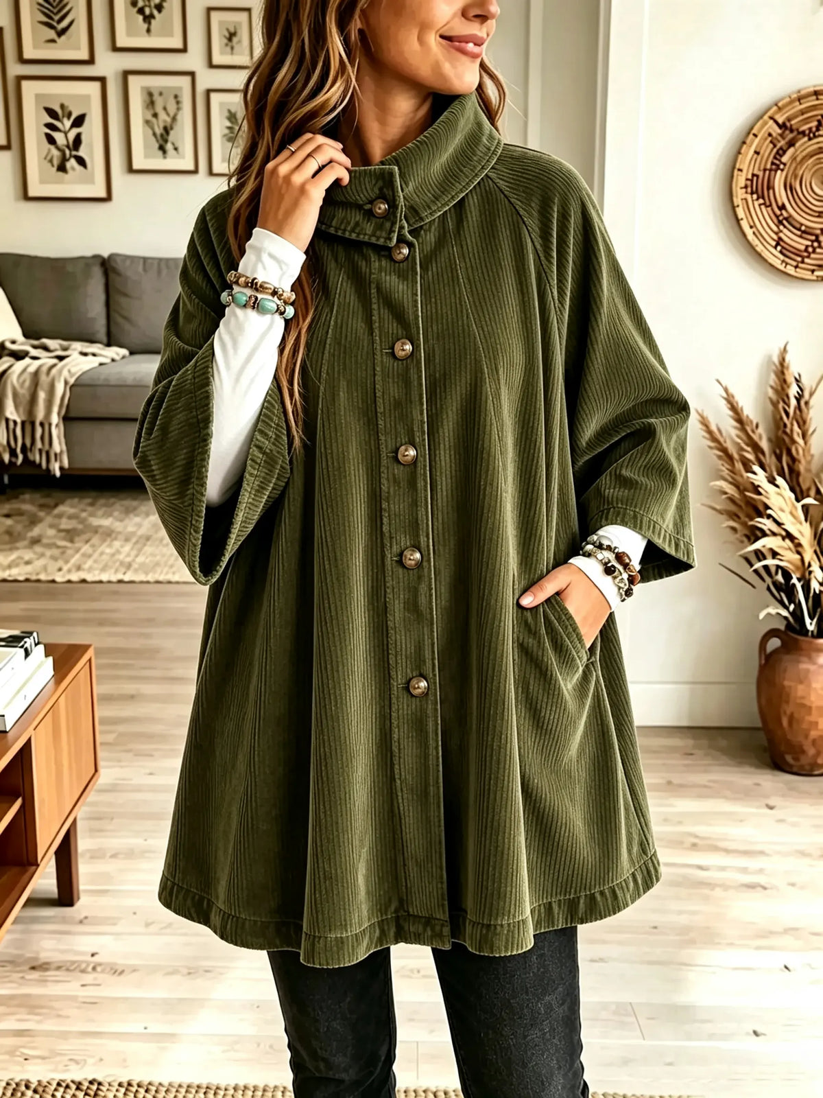 Liv™ | Corduroy Cape Coat