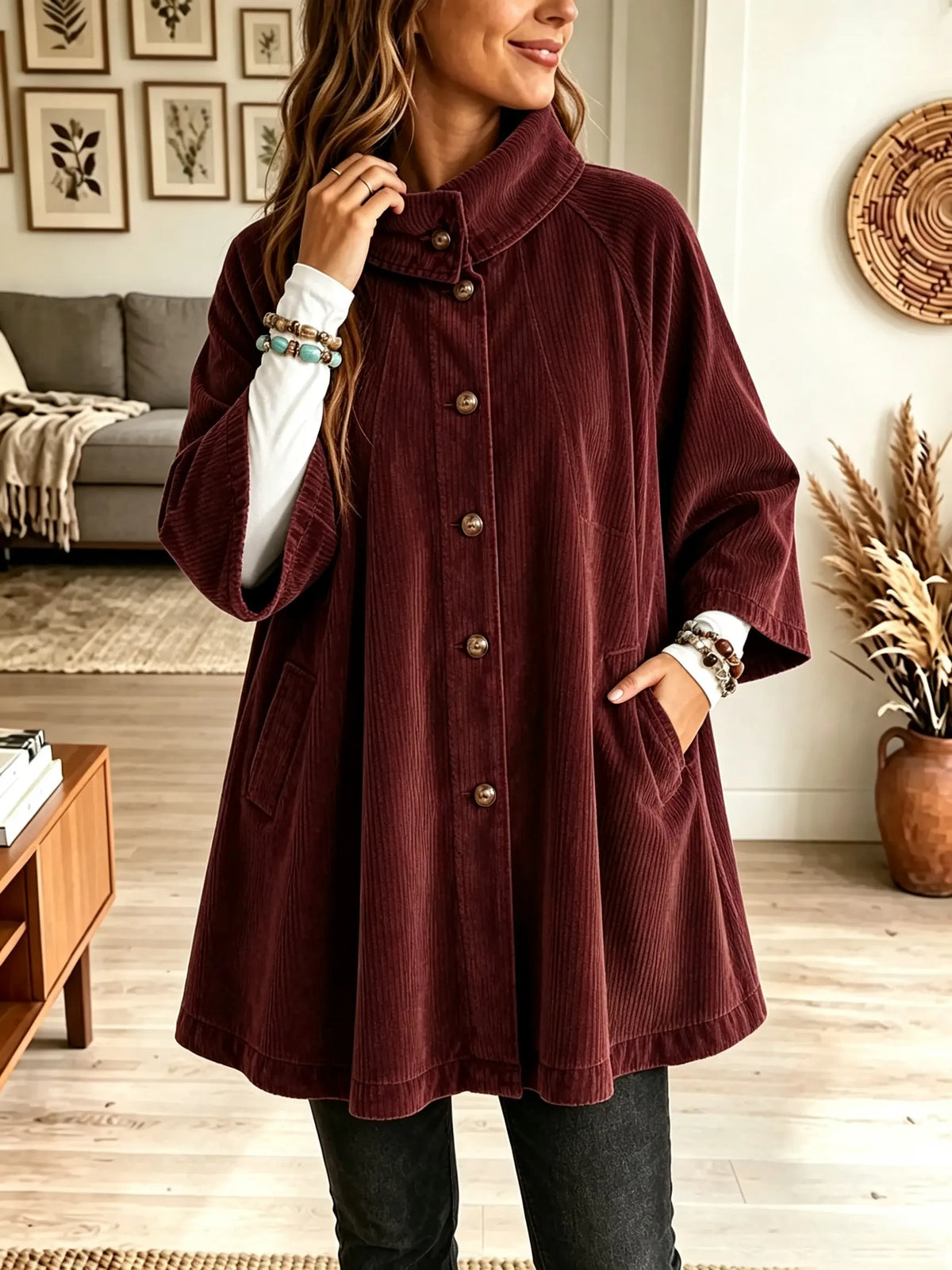 Liv™ | Corduroy Cape Coat
