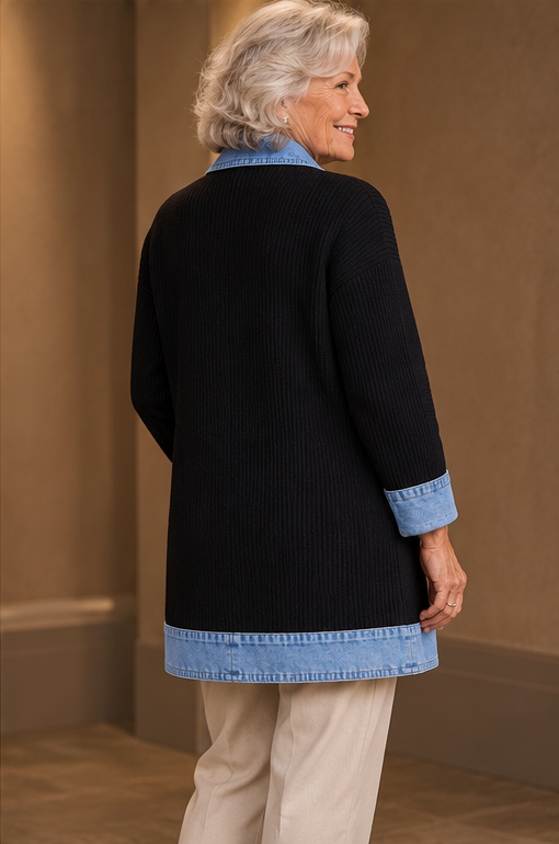 Madison™ | Denim-Trim Ribbed Knit Jacket