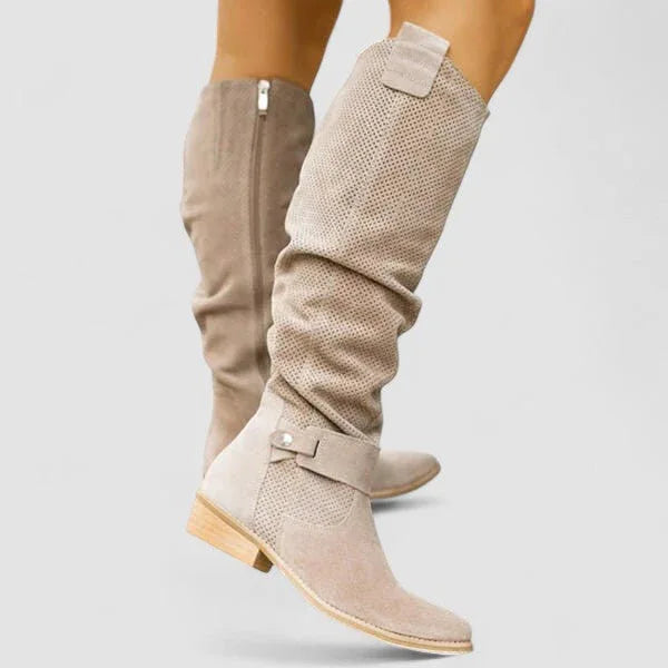 The Raisa Perforated Slouch Boot