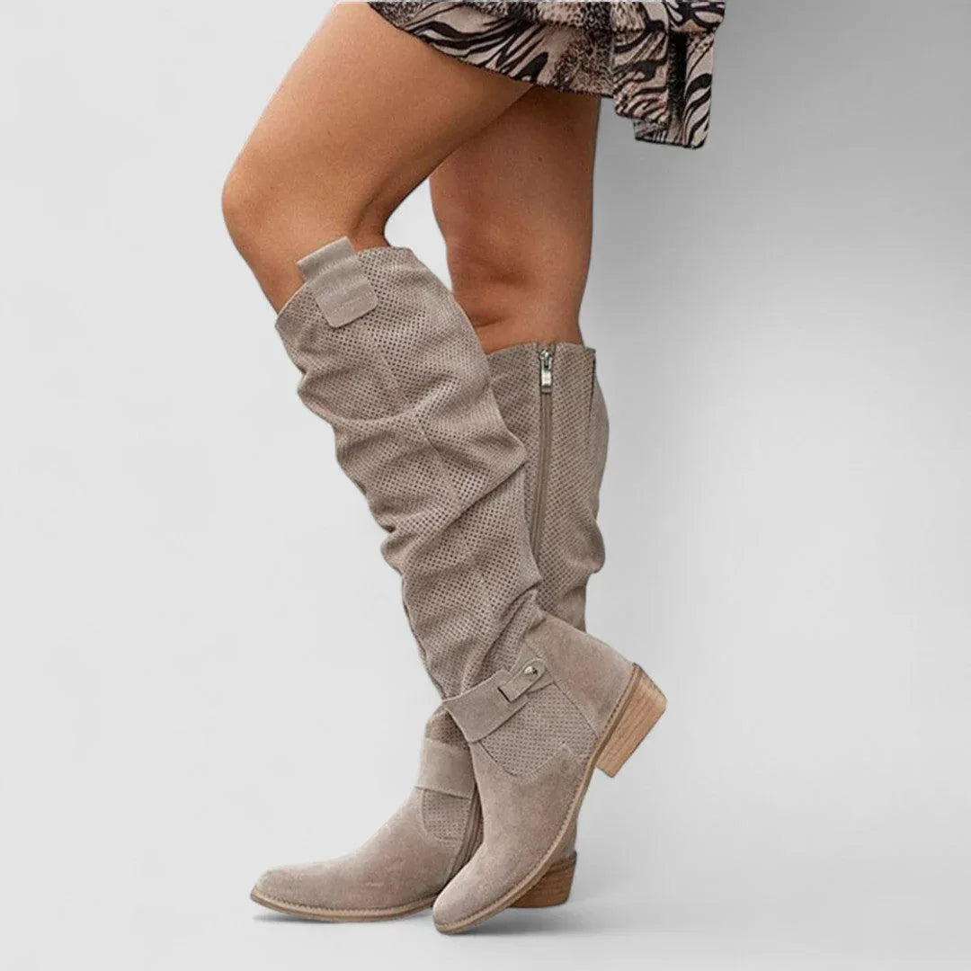 The Raisa Perforated Slouch Boot