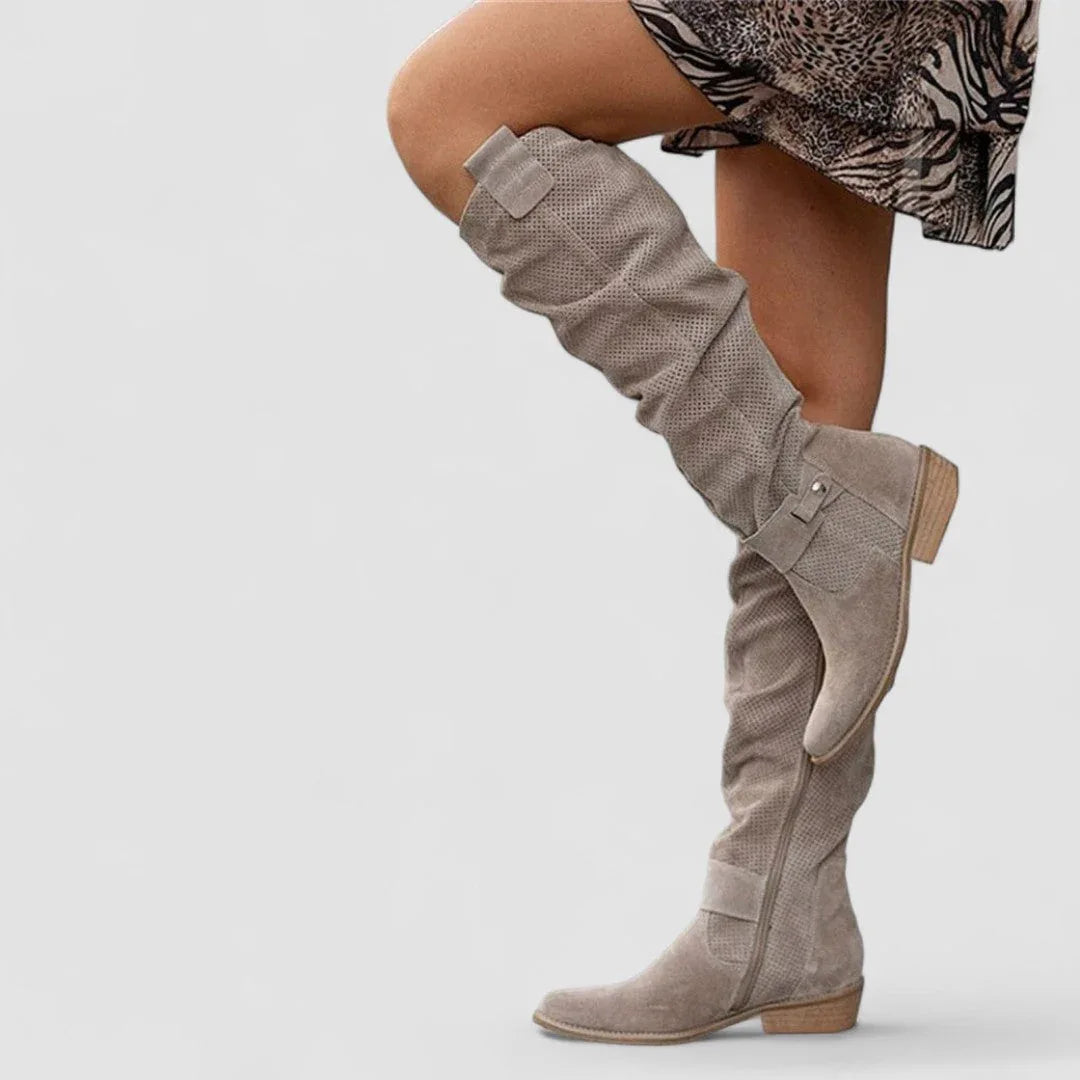 The Raisa Perforated Slouch Boot