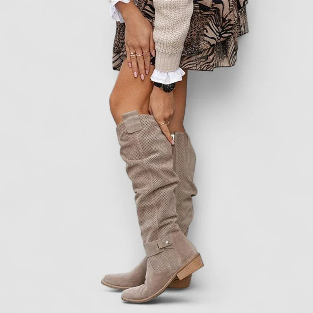 The Raisa Perforated Slouch Boot