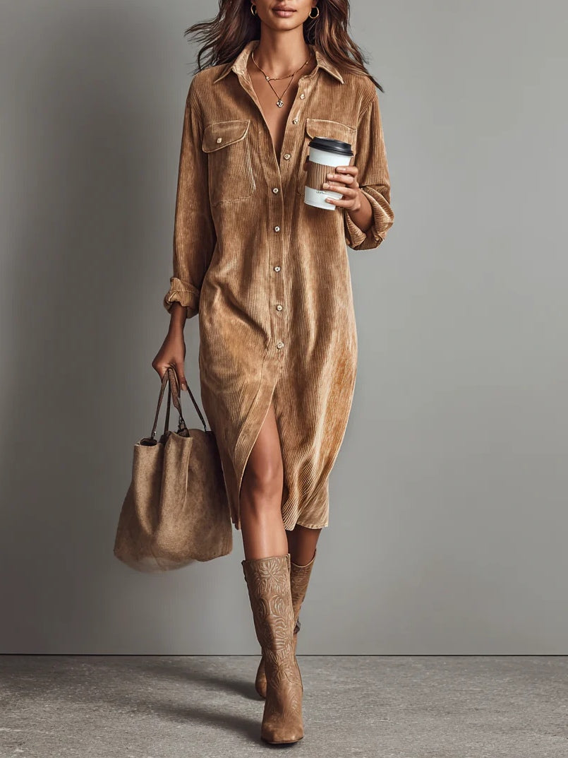 The Signy Corduroy Shirt Dress