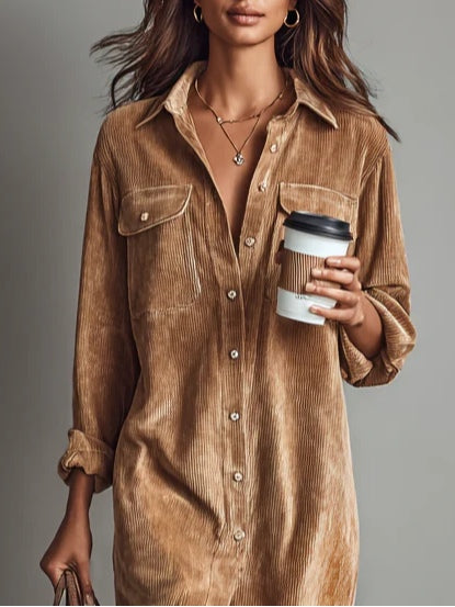 The Signy Corduroy Shirt Dress