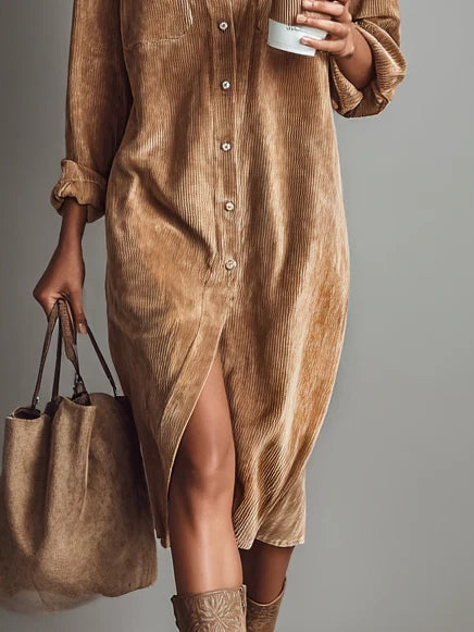 The Signy Corduroy Shirt Dress