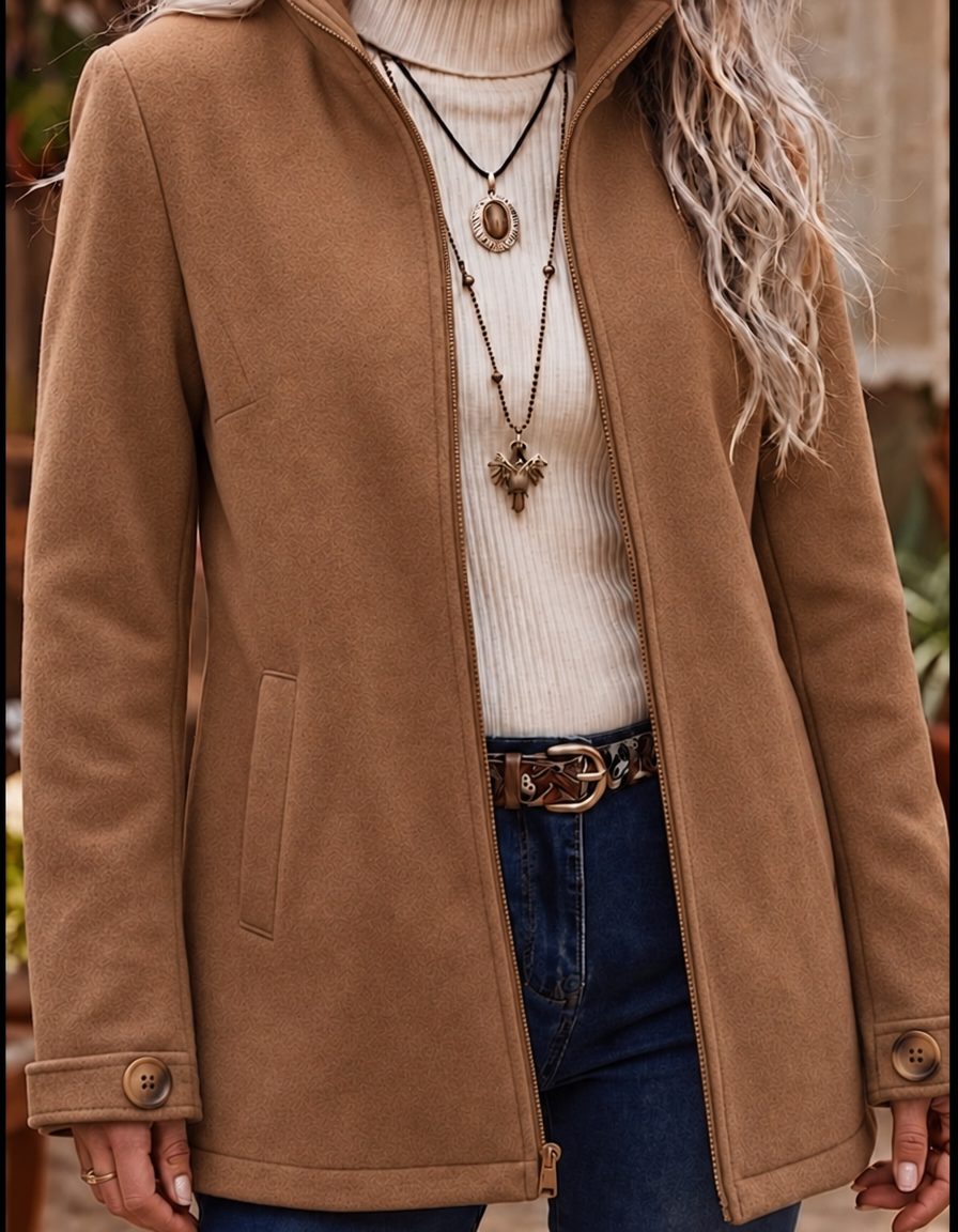 Unna | Zip-Up Jacket with Stand Collar for Women