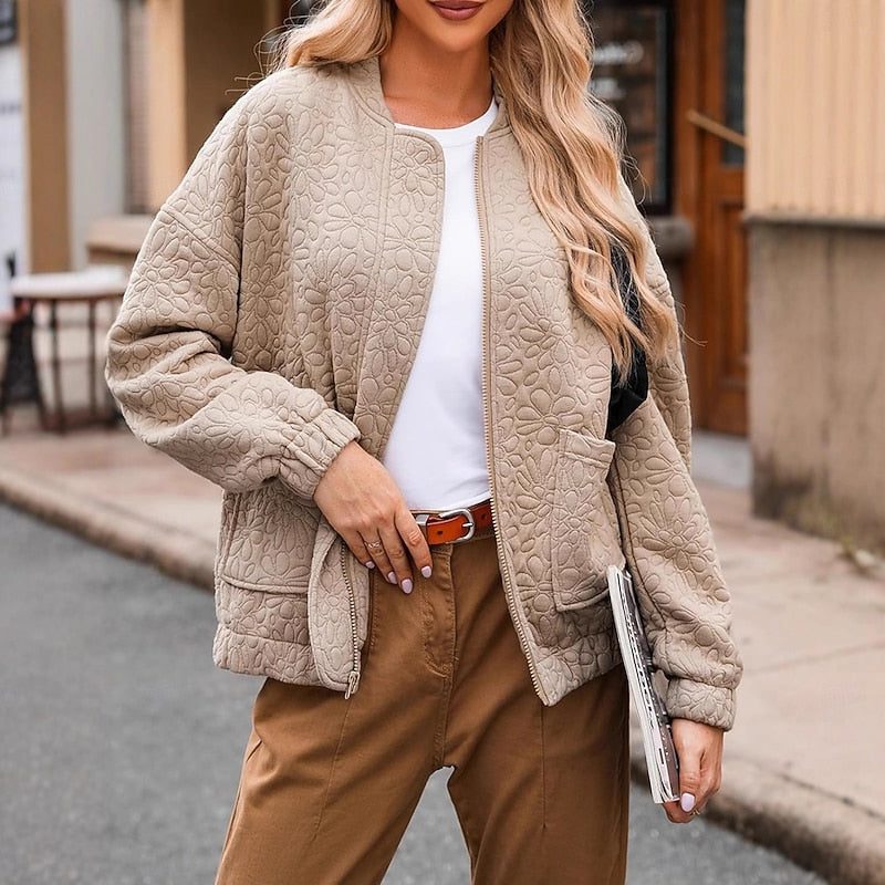 Velia | Floral Quilted Bomber Jacket for Women