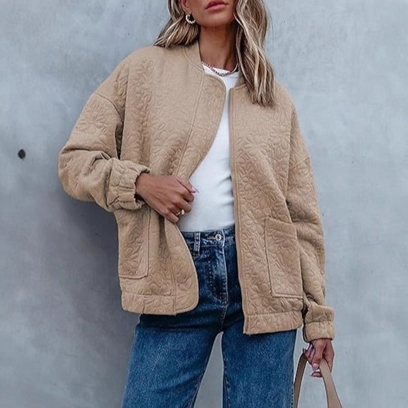 Velia | Floral Quilted Bomber Jacket for Women