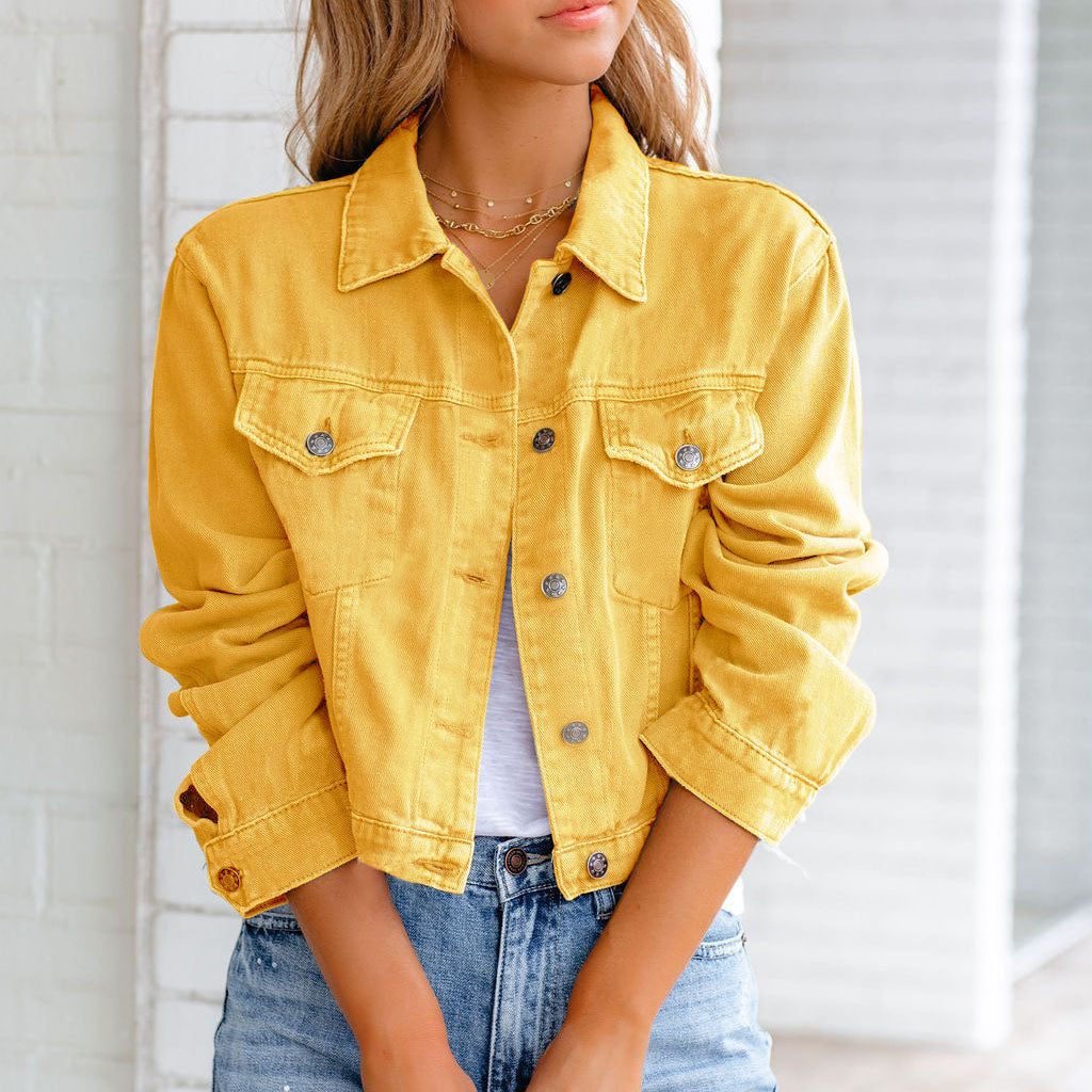 Yseult | Cropped Denim Jacket with Collar for Women