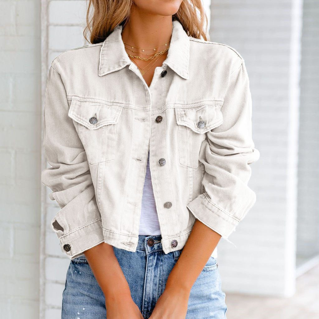 Yseult | Cropped Denim Jacket with Collar for Women